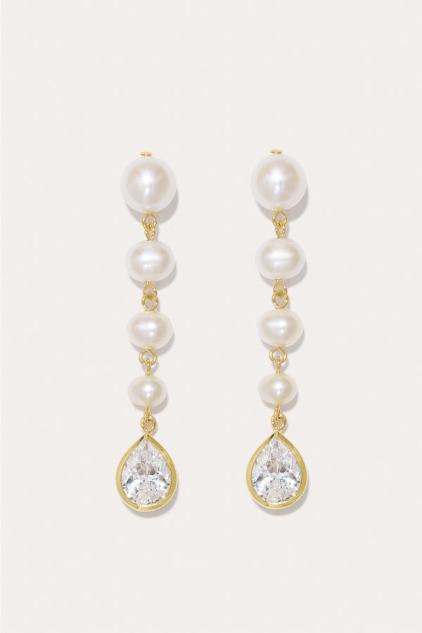 P168 - Boucles d'oreilles en Vermeil Or Recyclé Perle et Zirconium