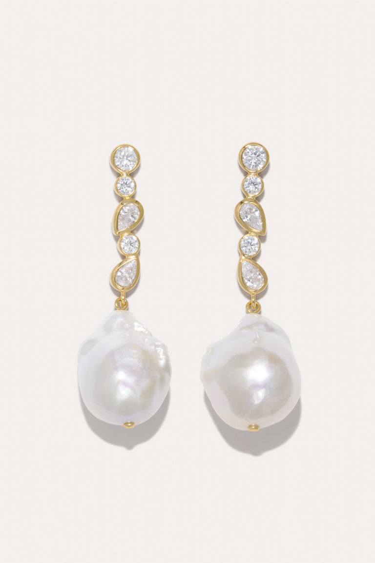 Sights - Pearl and Zirconia Recycled Gold Vermeil Earrings