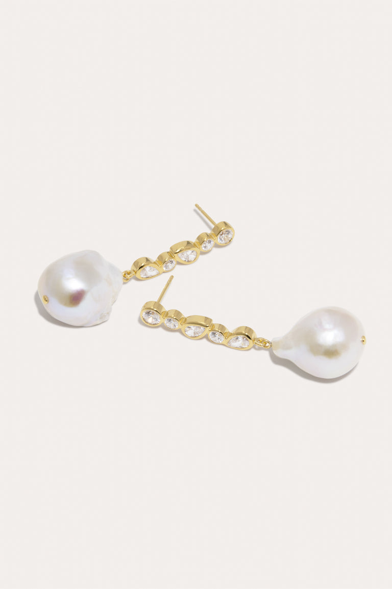 Pitter-Patter – Boucles d'oreilles en Vermeil d'Or Recyclé ornées de Perles et d'Oxyde de Zirconium