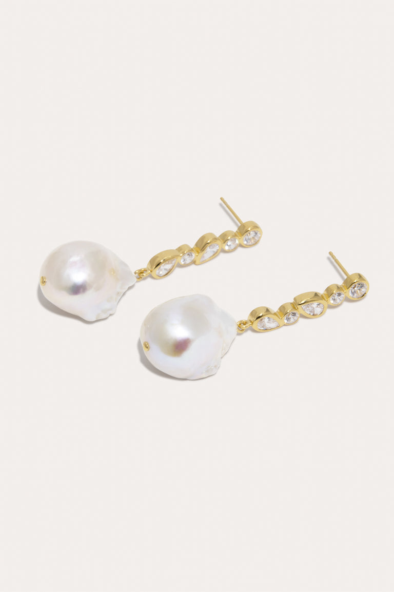 Pitter-Patter – Boucles d'oreilles en Vermeil d'Or Recyclé ornées de Perles et d'Oxyde de Zirconium