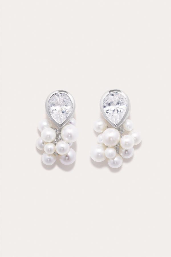 L'alchimie du temps - Boucles d'oreilles en argent recyclé perle et zircone