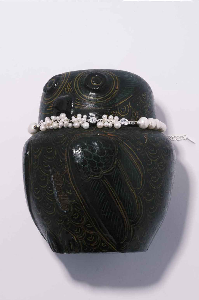 L'Alchimie du Temps - Collier en Argent Recyclé Perle et Zircone