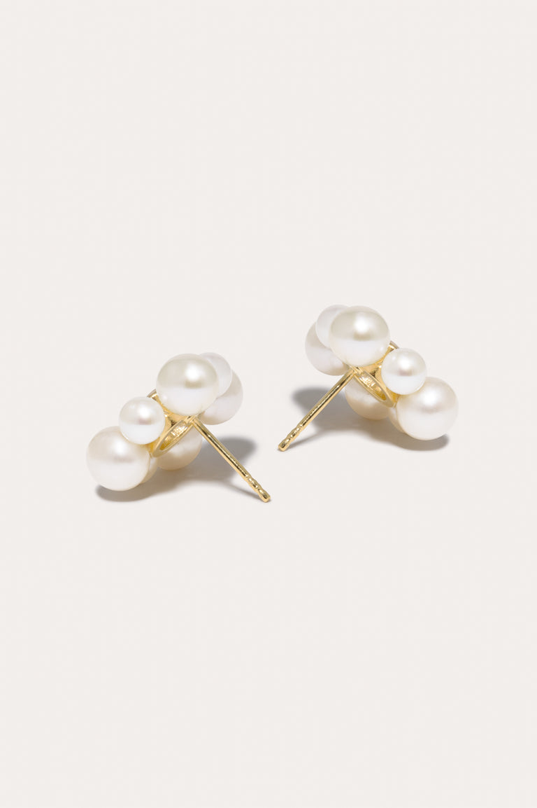 Is All Creation Born of Destruction? - Pearl and Zirconia Recycled Gold Vermeil Earrings