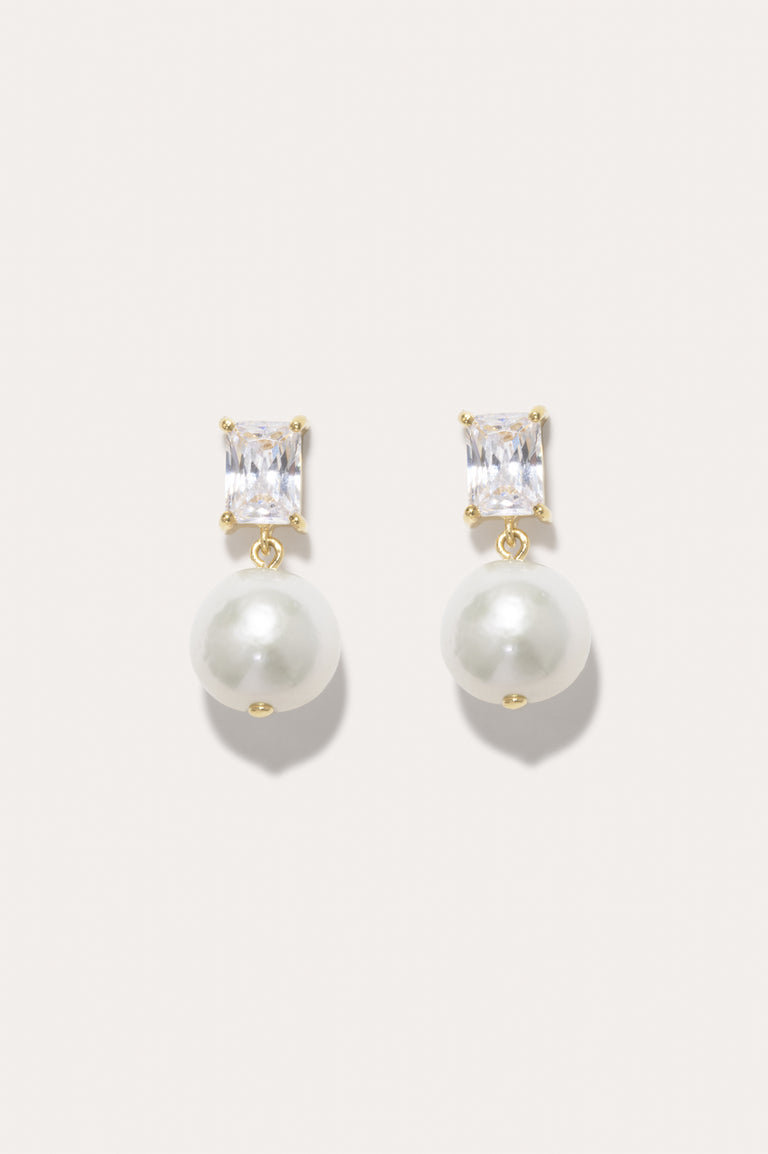 Reboot - Pearl and Zirconia Gold Vermeil Earrings