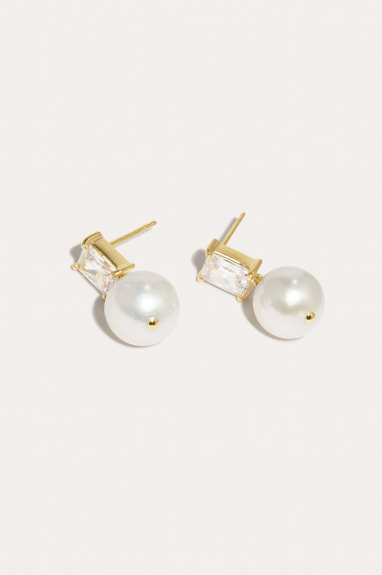 Concurrence - Pearl and Zirconia Recycled Gold Vermeil Earrings