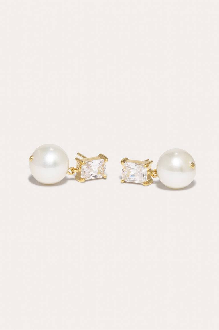 Concurrence - Boucles d'oreilles en Vermeil d'or recyclé, perles et zircons