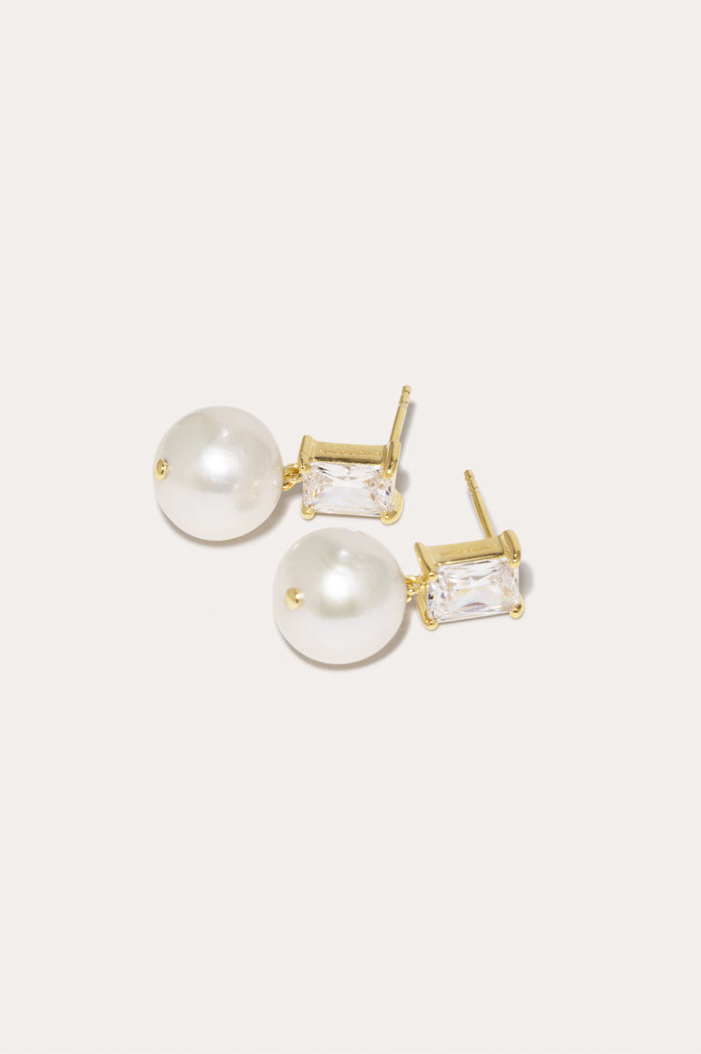 Concurrence - Boucles d'oreilles en Vermeil d'or recyclé, perles et zircons