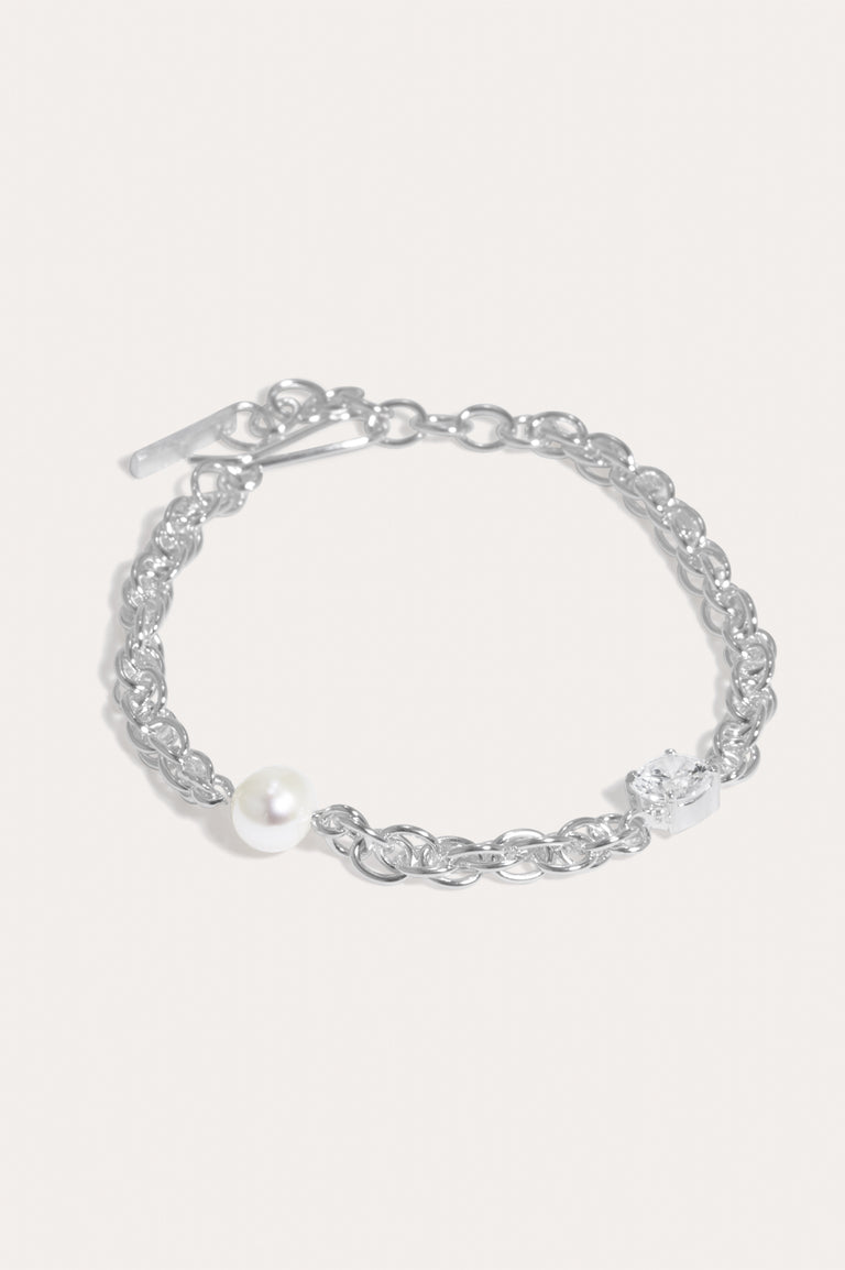 Bind - Bracelet en Argent Recyclé avec Perle et Zircone