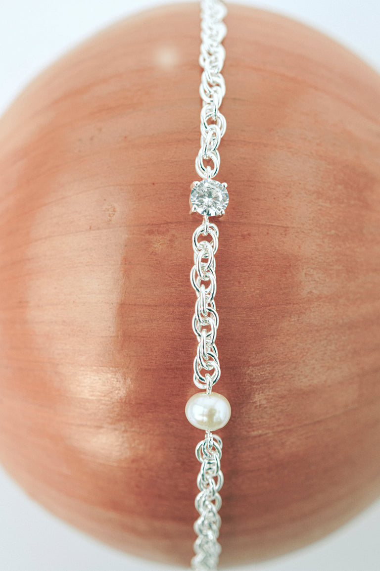 Bind - Bracelet en Argent Recyclé avec Perle et Zircone