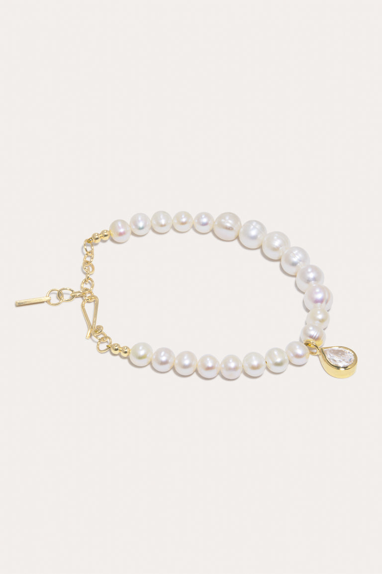 P183 - Bracelet en Vermeil Or Recyclé avec Perles et Zircone