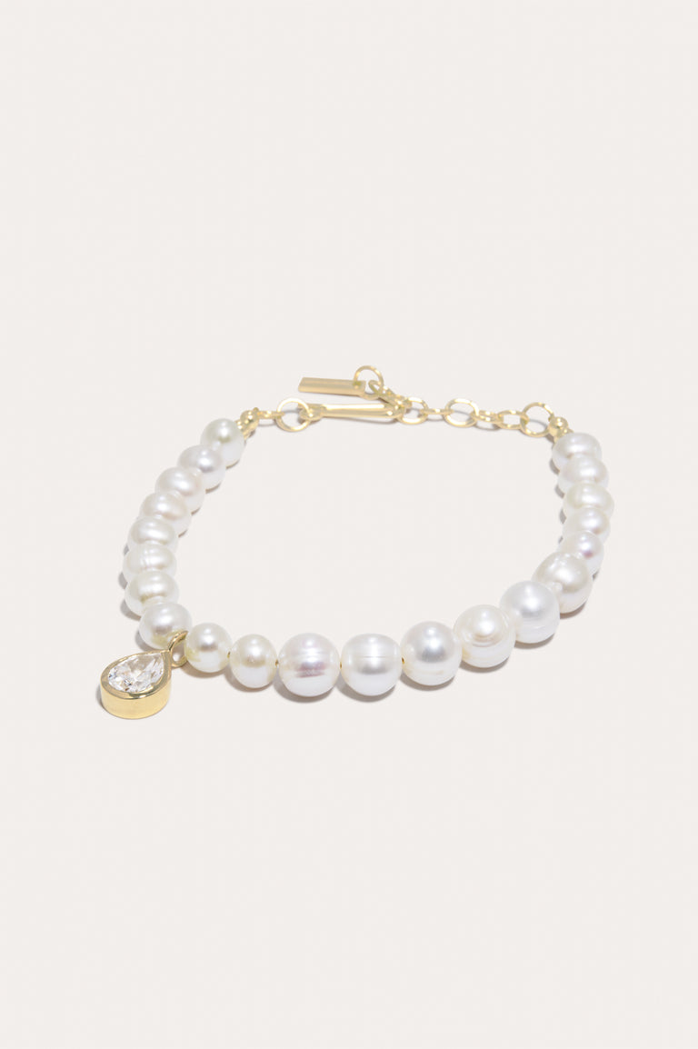 P183 - Bracelet en Vermeil Or Recyclé avec Perles et Zircone