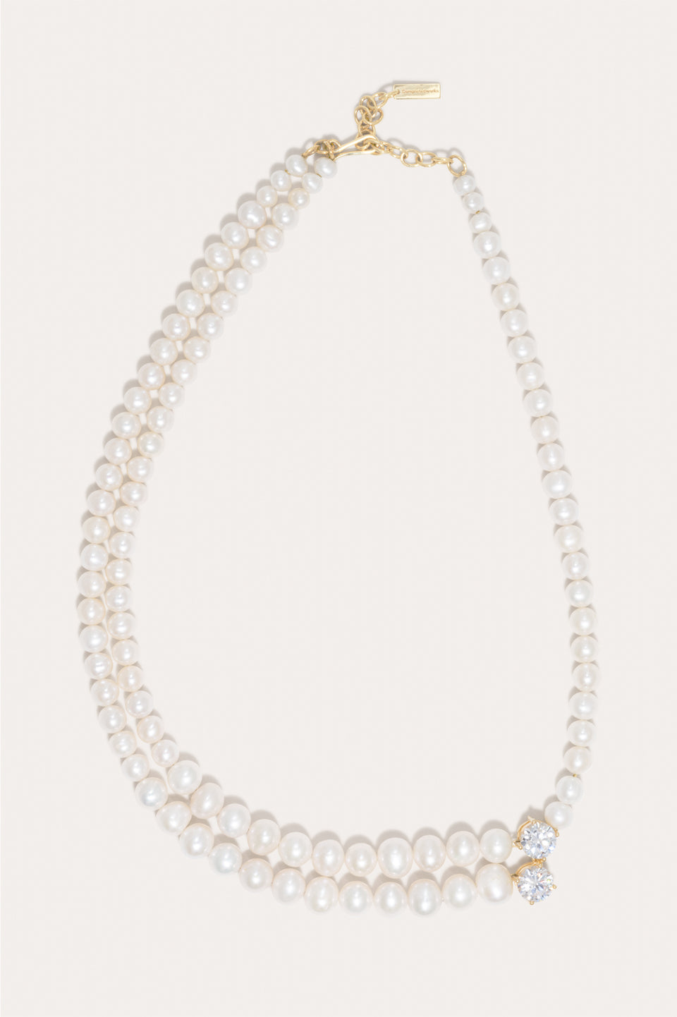 The Light of the Past - Pearl and Zirconia Recycled Gold Vermeil Necklace
