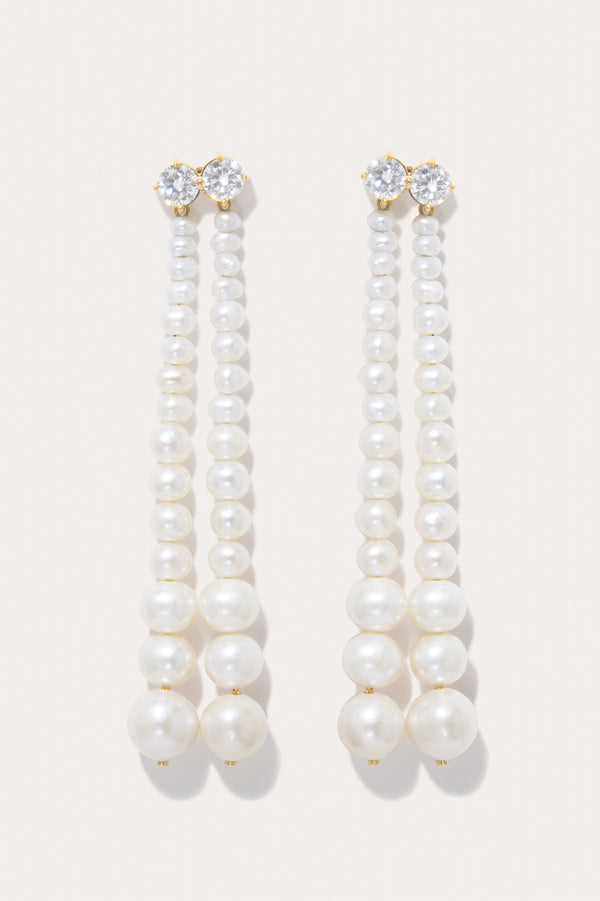 Clous d'oreilles en Vermeil Or Recyclé Perle et Zircone - Plinthes Murmurantes