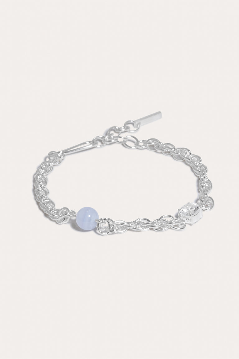 Bind - Blue Lace Agate and Zirconia Recycled Silver Bracelet