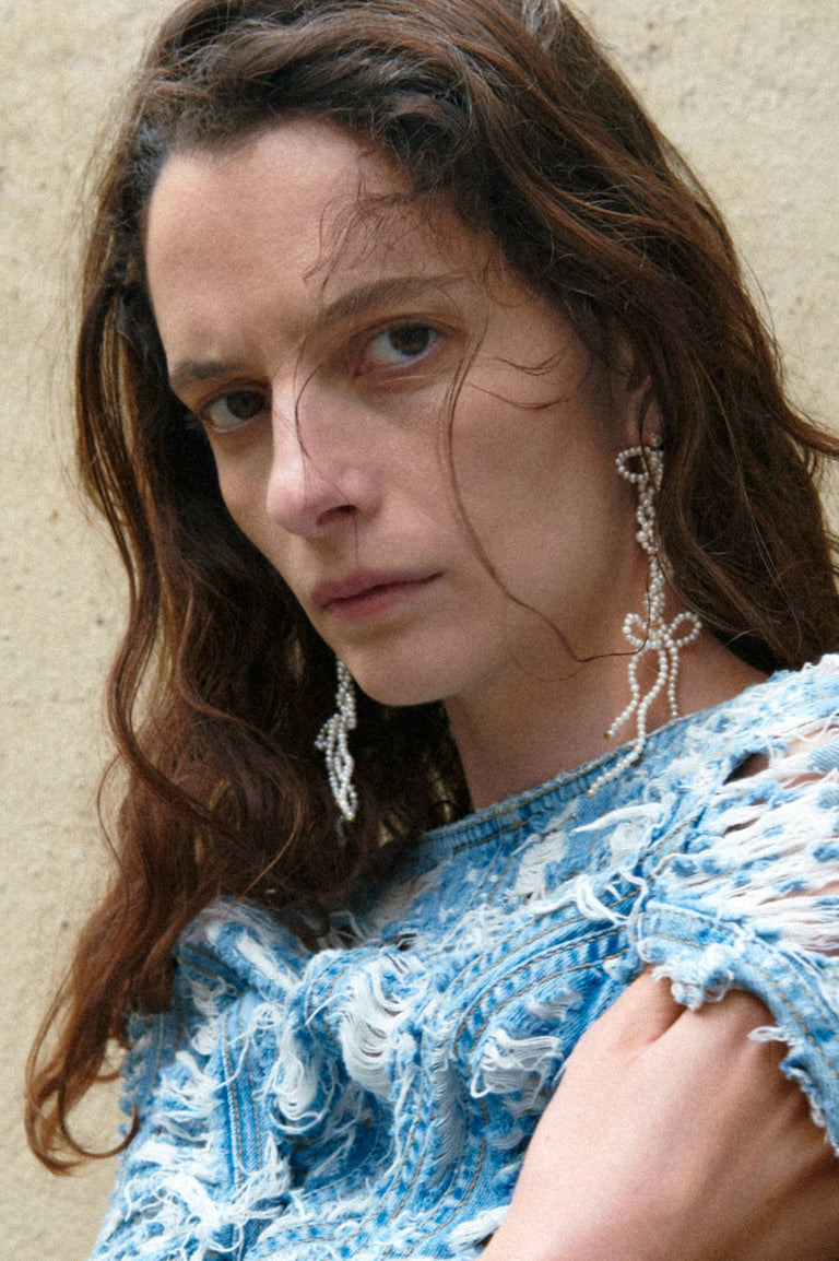 Une enquête sur les contradictions - Boucles d'oreilles en Vermeil d'Or Recyclé, Perles et Zirconia