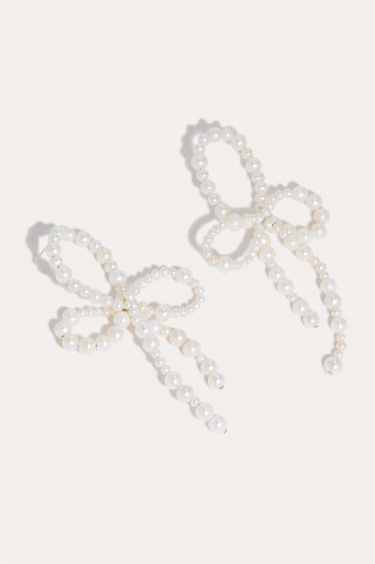 "Whopping Great" Loop‐the‐Loop - Pearl and Recycled Silver Earrings
