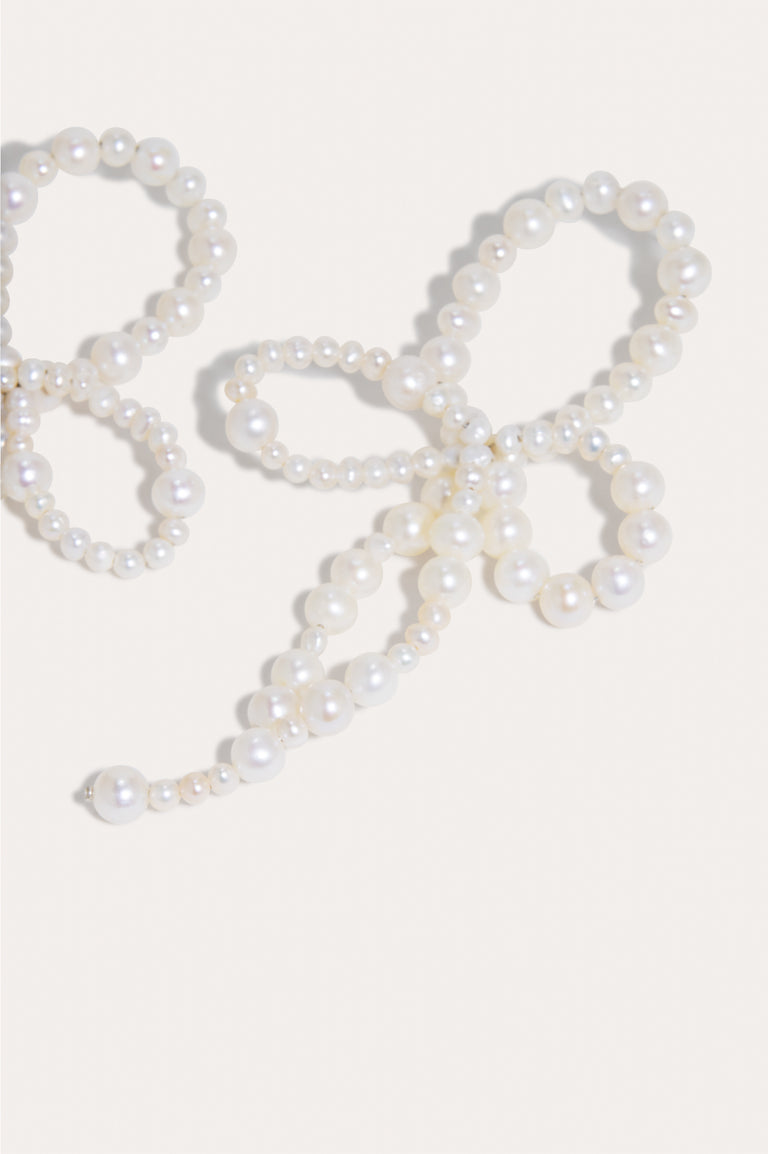 "Whopping Great" Loop‐the‐Loop - Pearl and Recycled Silver Earrings