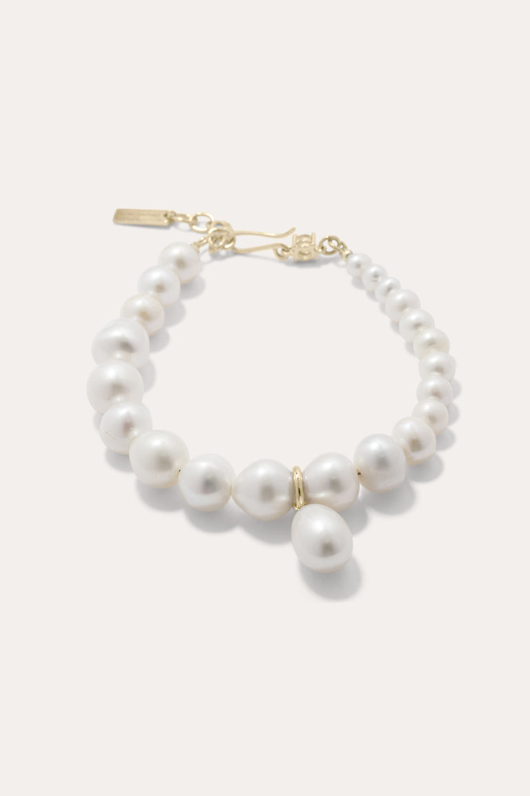 P196 - Pearl and Zirconia Recycled Gold Vermeil Bracelet