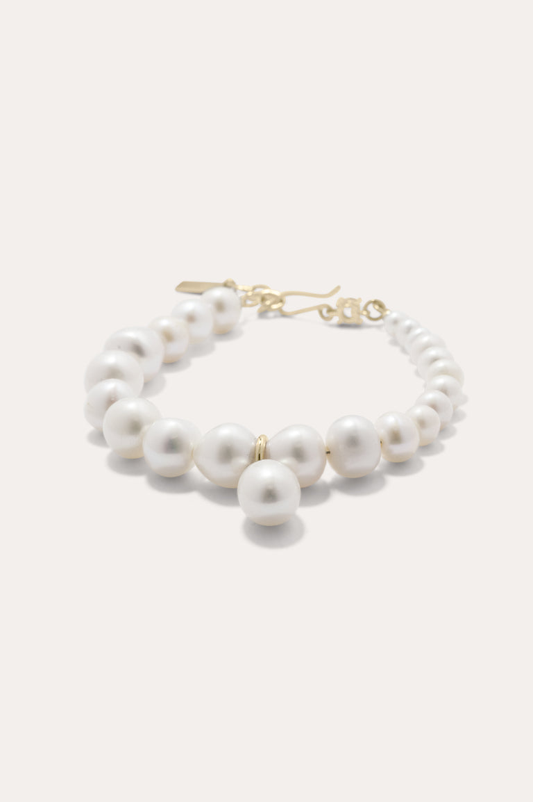 P196 - Pearl and Zirconia Recycled Gold Vermeil Bracelet