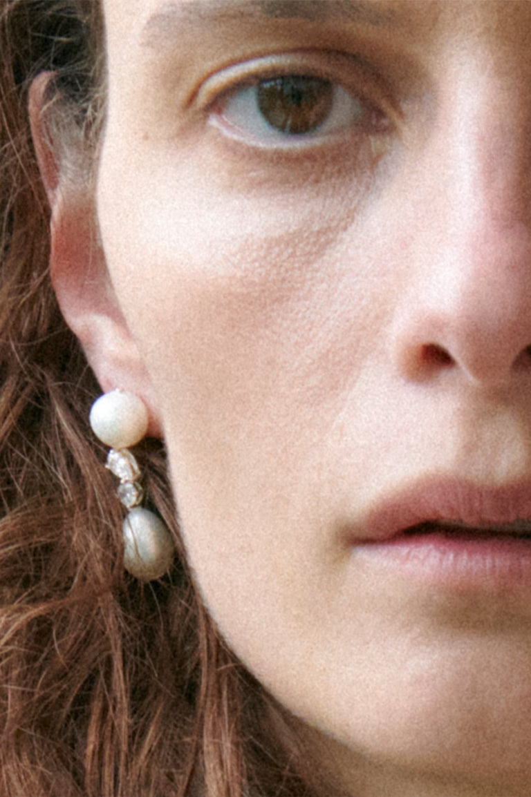 Tarn - Black Onyx and Zirconia Recycled Silver Earrings