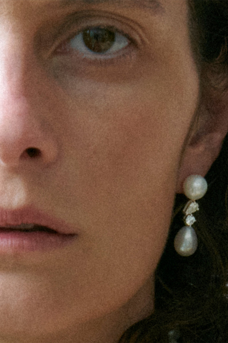 Tarn - Pearl and Zirconia Recycled Gold Vermeil Earrings