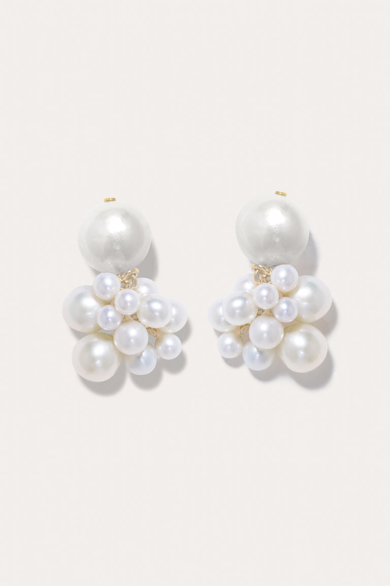 P202P - Pearl and Recycled Gold Vermeil Earrings