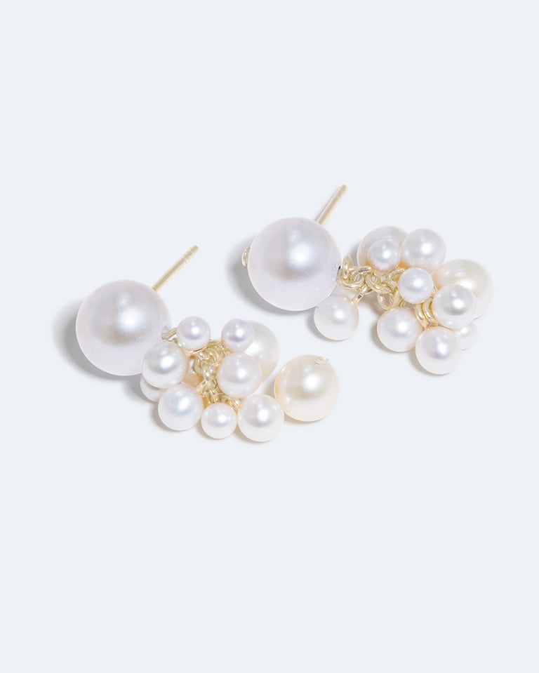 Jusqu'à ce que les étoiles pâlissent - Boucles d'oreilles en perles et vermeil d'or recyclé