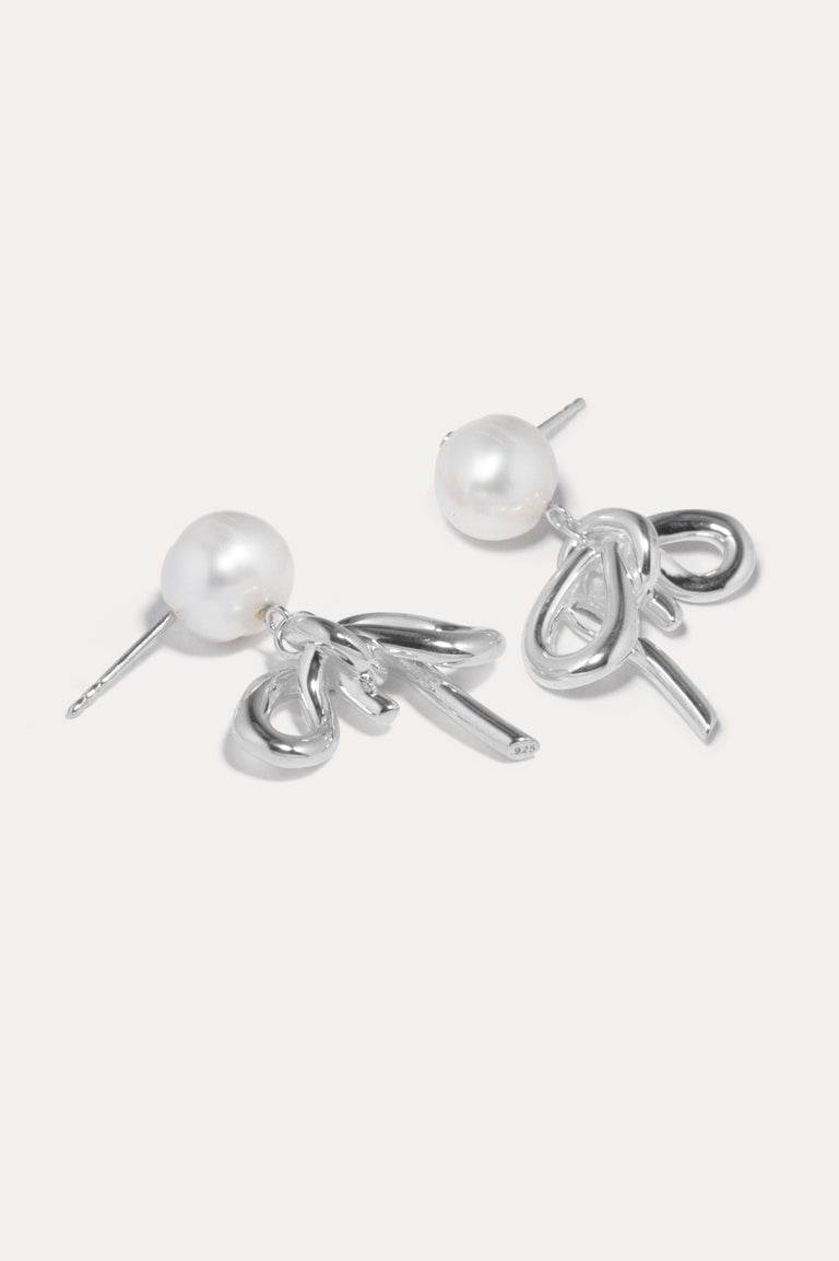 Once in a Blue Moon - Pearl and Recycled Silver Earrings