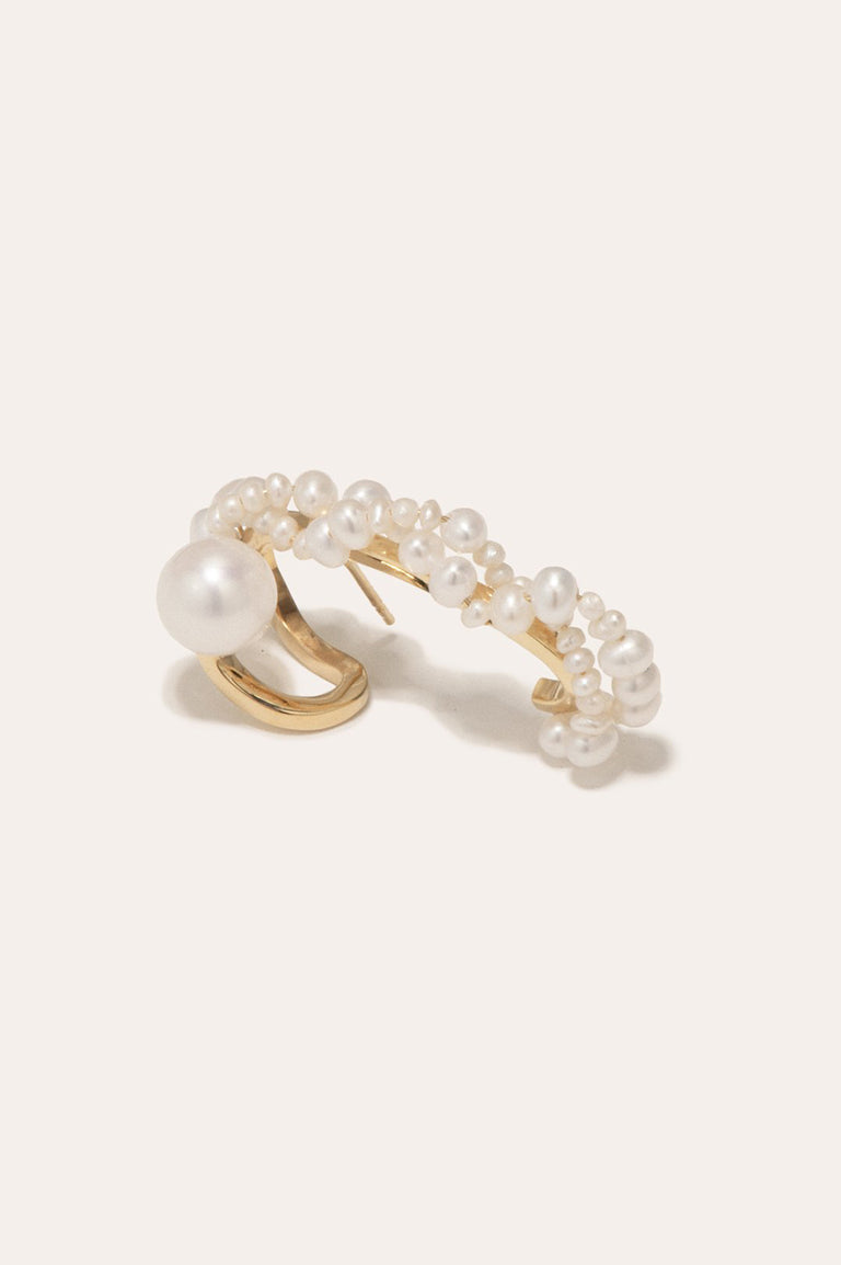 A Parable on Frozen Time - Pearl and Recycled Gold Vermeil Ear Climber