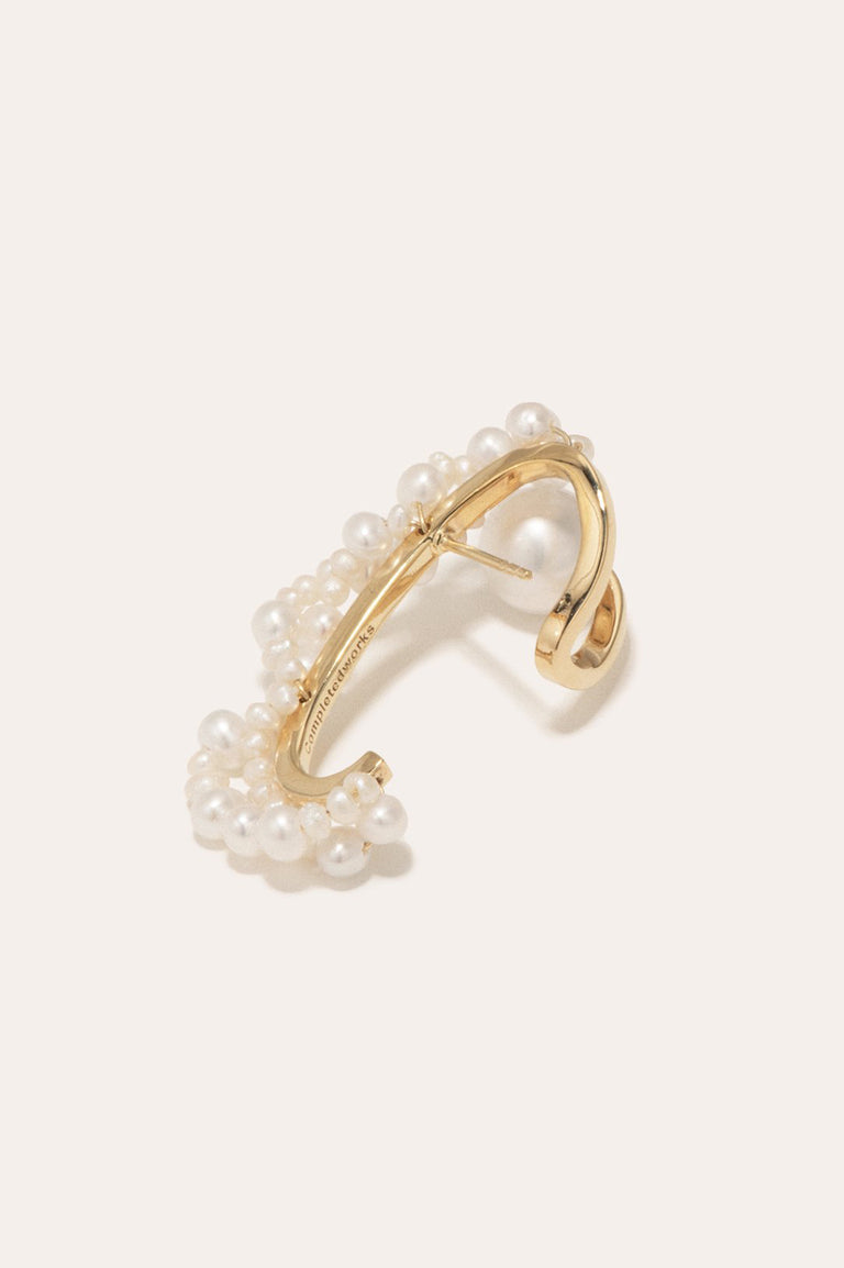 A Parable on Frozen Time - Pearl and Recycled Gold Vermeil Ear Climber