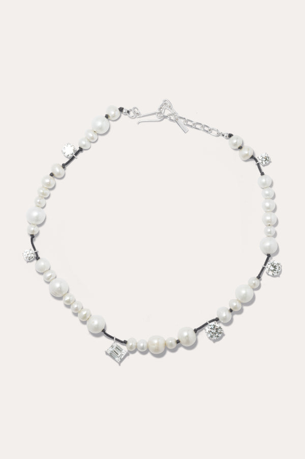 Série de petites perturbations - Collier en argent recyclé perle et zircone