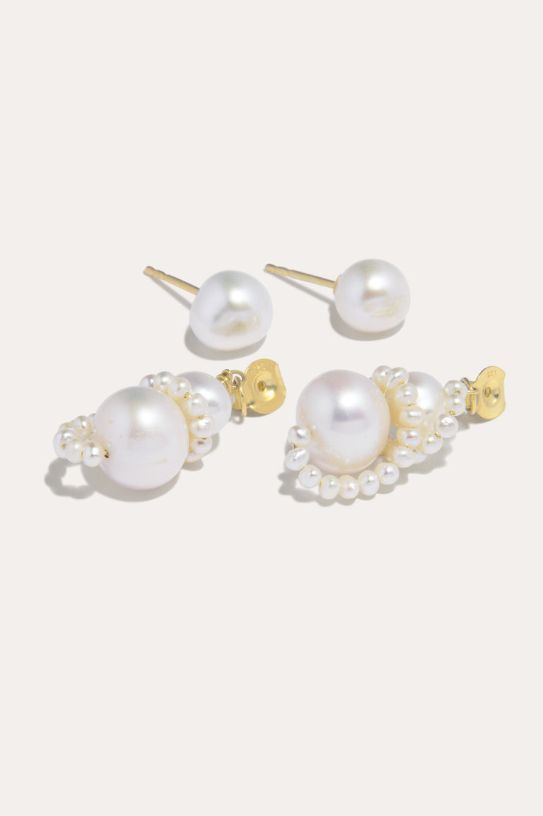 P213 - Pearl and Recycled Gold Vermeil Earrings