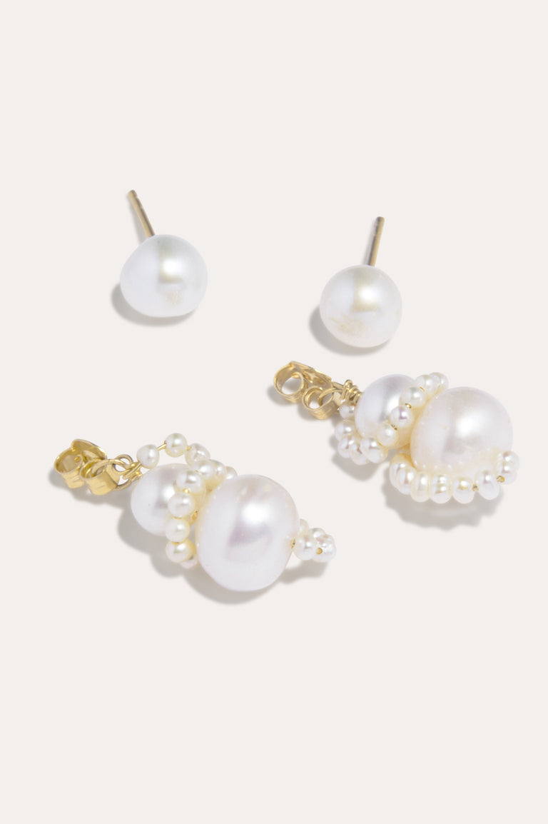P213 - Pearl and Recycled Gold Vermeil Earrings