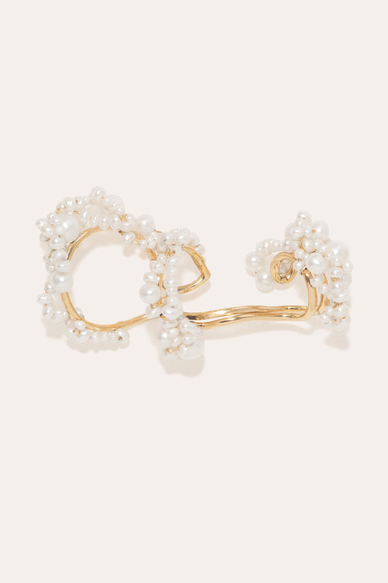 What Do You See in The Clouds? - Pearl and Gold Vermeil Ear Cuff