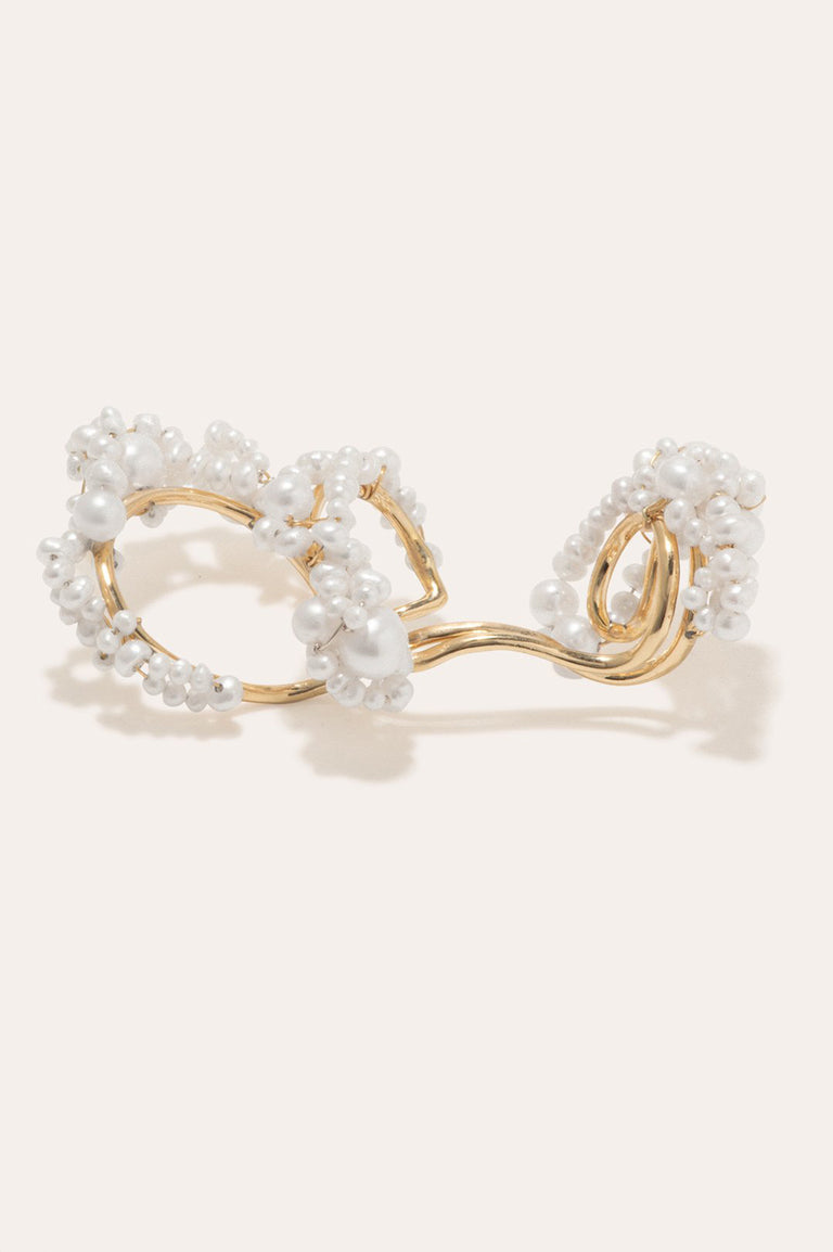 What Do You See in The Clouds? - Pearl and Gold Vermeil Ear Cuff