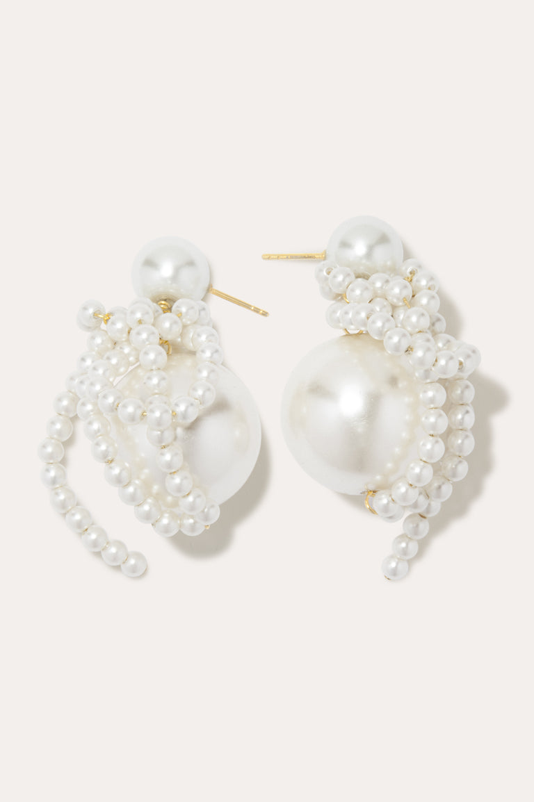 Time is Thirsty - Pearl and Gold Plated Earrings
