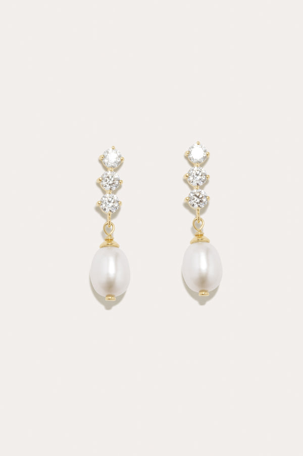 P226 - Boucles d'oreilles perle et zircone en vermeil d'or recyclé