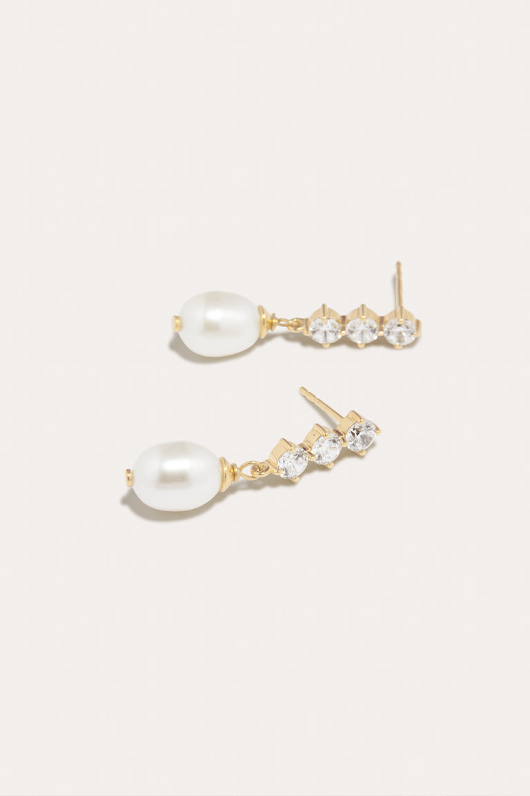 Voyage - Pearl and Zirconia Recycled Gold Vermeil Earrings