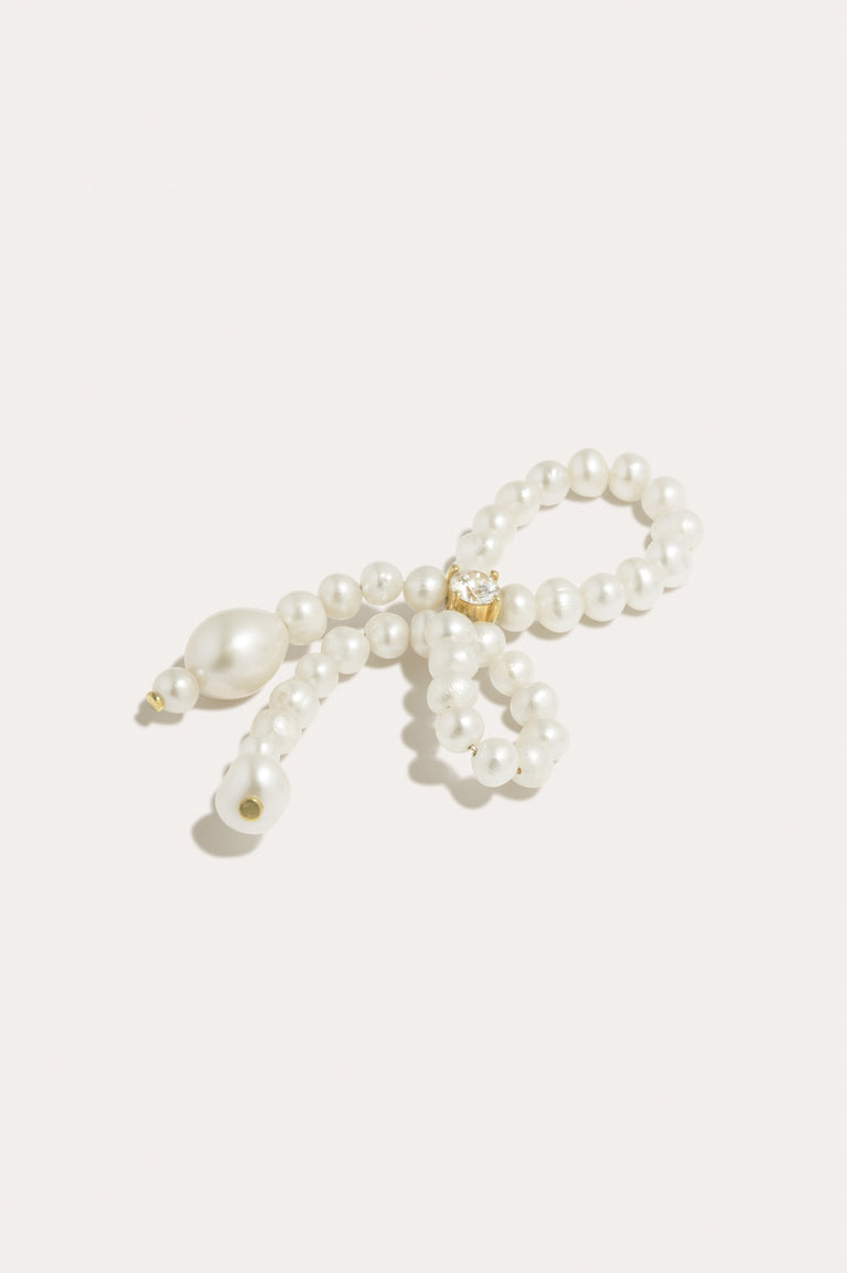 The Tender Grip - Pearl and Zirconia Recycled Gold Vermeil Ring