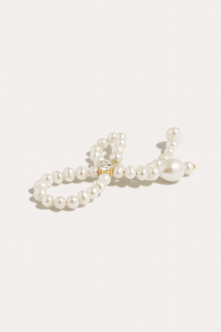 The Tender Grip - Pearl and Zirconia Recycled Gold Vermeil Ring