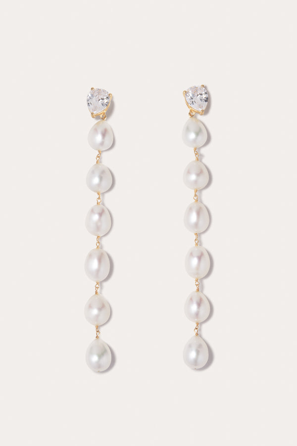 P233 - Boucles d'oreilles en Vermeil Or, Perle et Zircone Recyclés