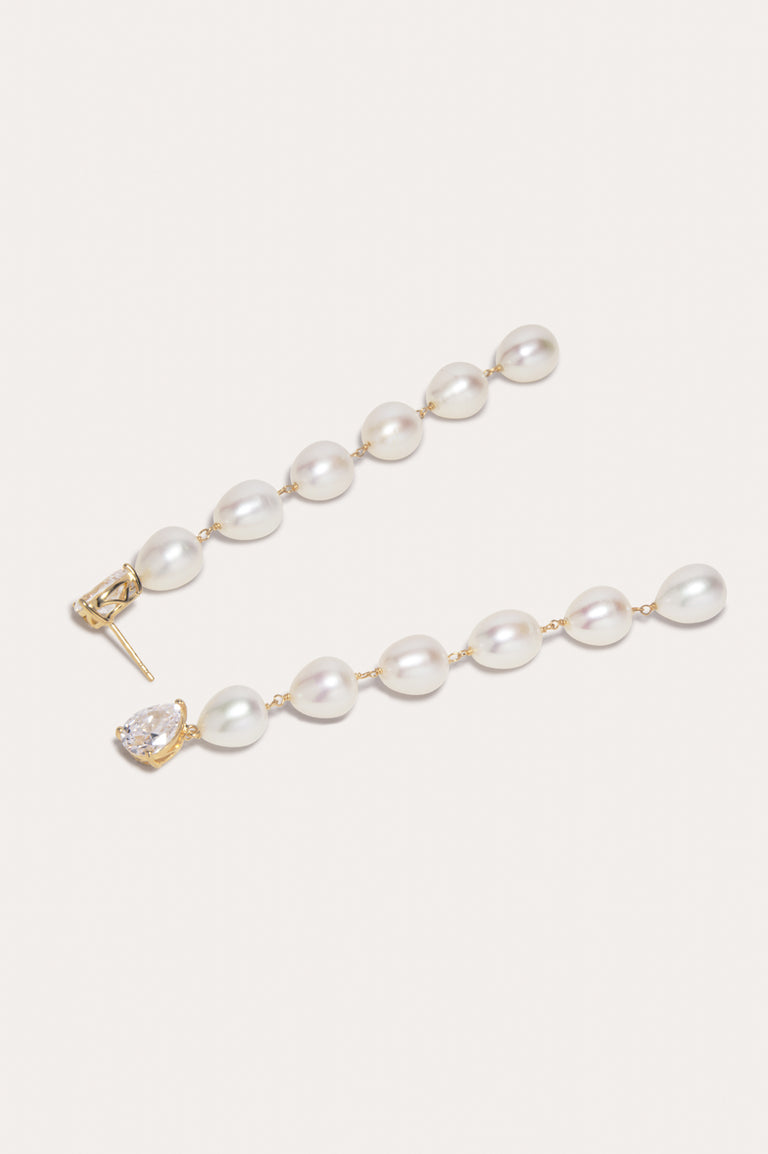 P233 - Boucles d'oreilles en Vermeil Or, Perle et Zircone Recyclés