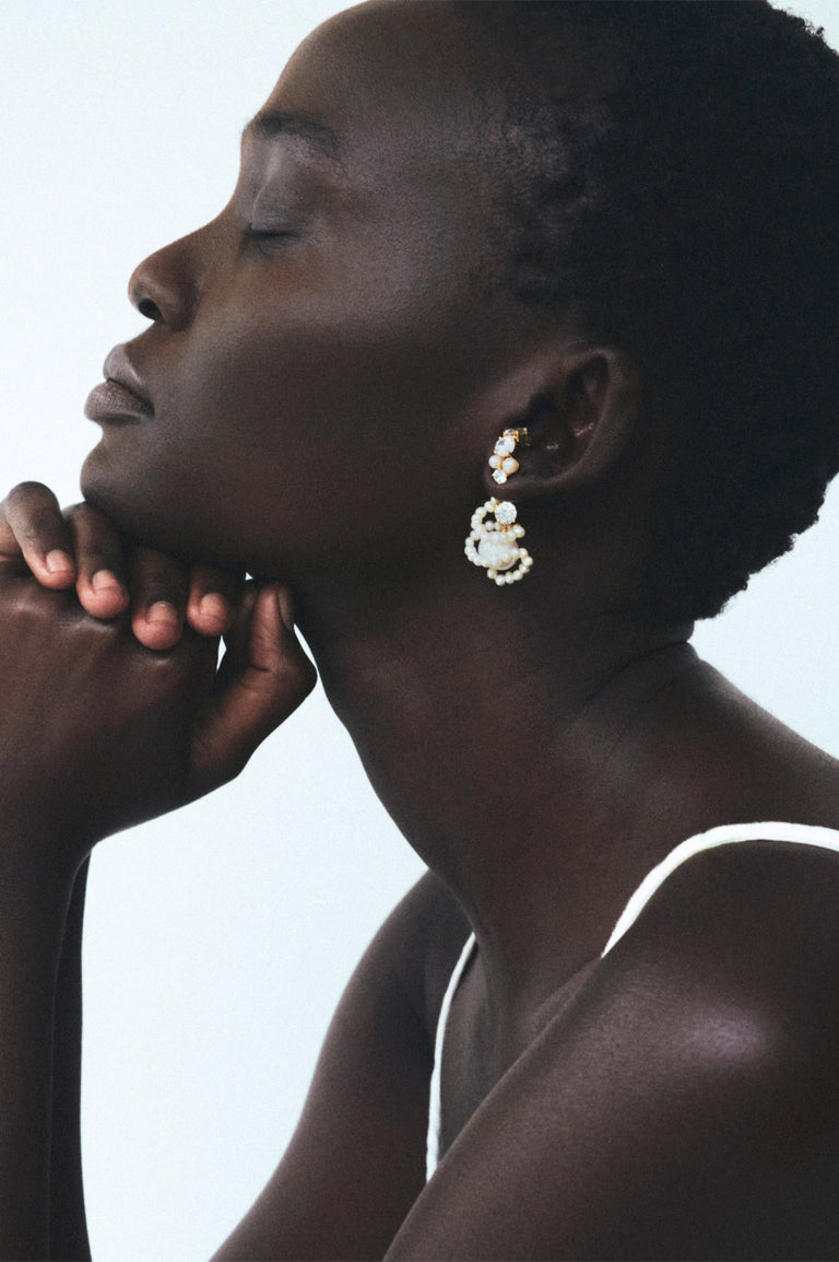 P235 - Boucles d'oreilles en Vermeil Or Recyclé, Perle et Zirconium