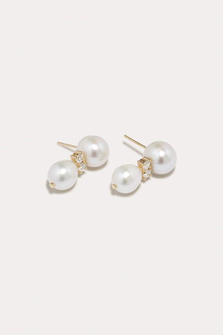 P236 - Boucles d'oreilles en Vermeil Or Recyclé Perle et Zircone