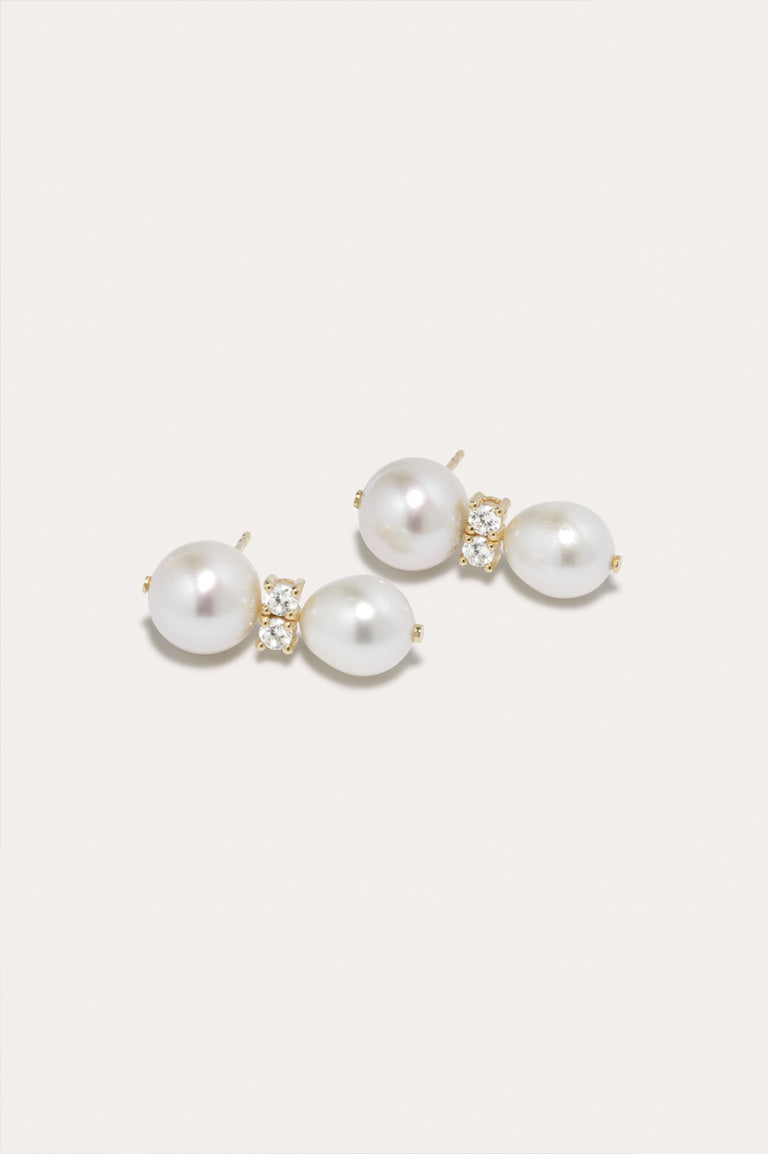 P236 - Boucles d'oreilles en Vermeil Or Recyclé Perle et Zircone