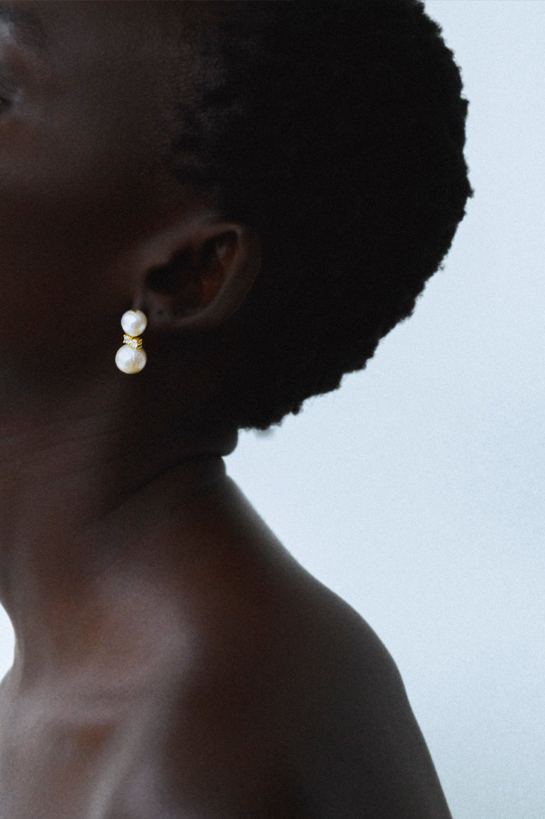 P236 - Boucles d'oreilles en Vermeil Or Recyclé Perle et Zircone
