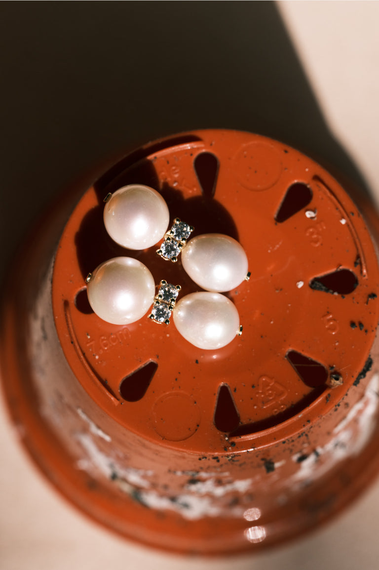 P236 - Boucles d'oreilles en Vermeil Or Recyclé Perle et Zircone