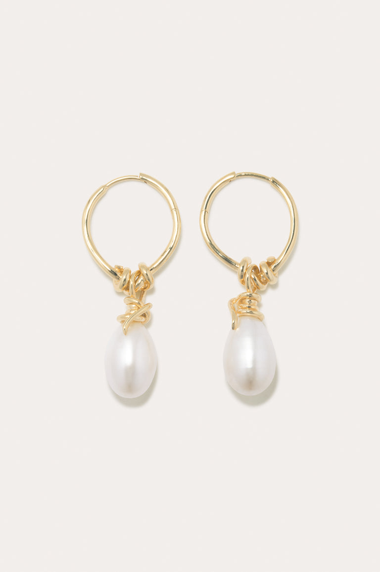 A Drop in the Ocean - Pearl and Recycled Gold Vermeil Earrings