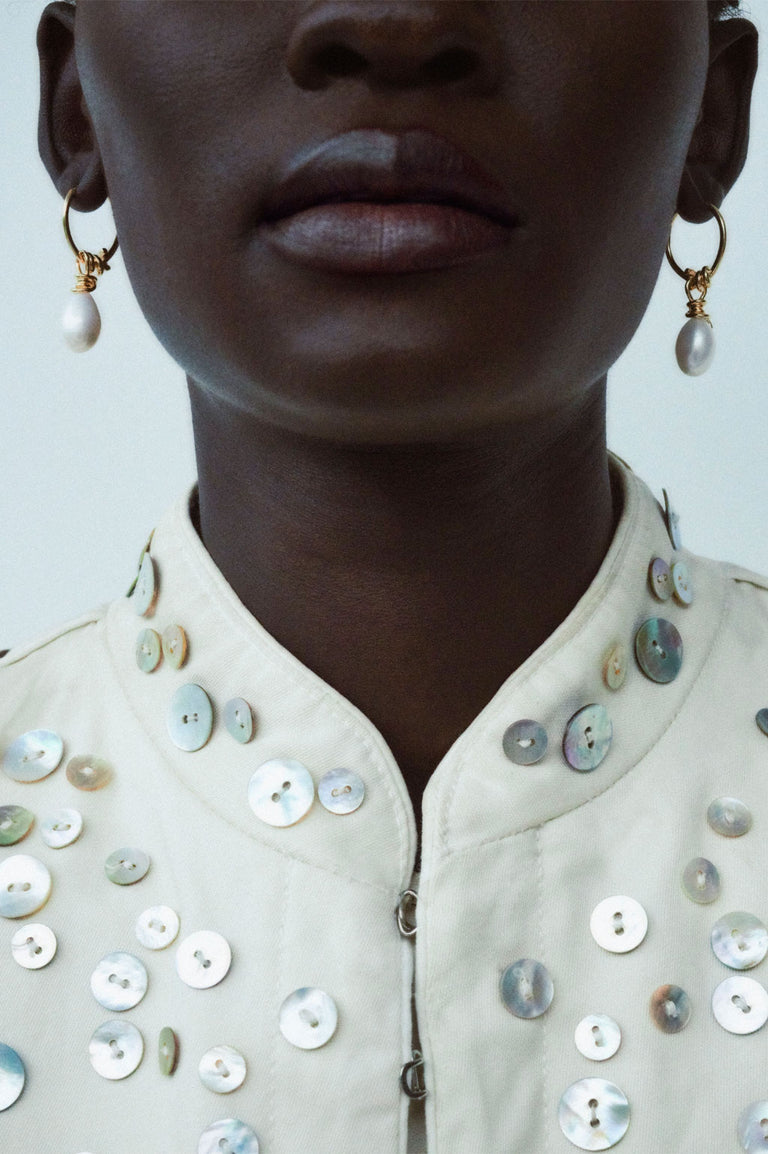 P237 - Boucles d'oreilles perle et vermeil en or recyclé