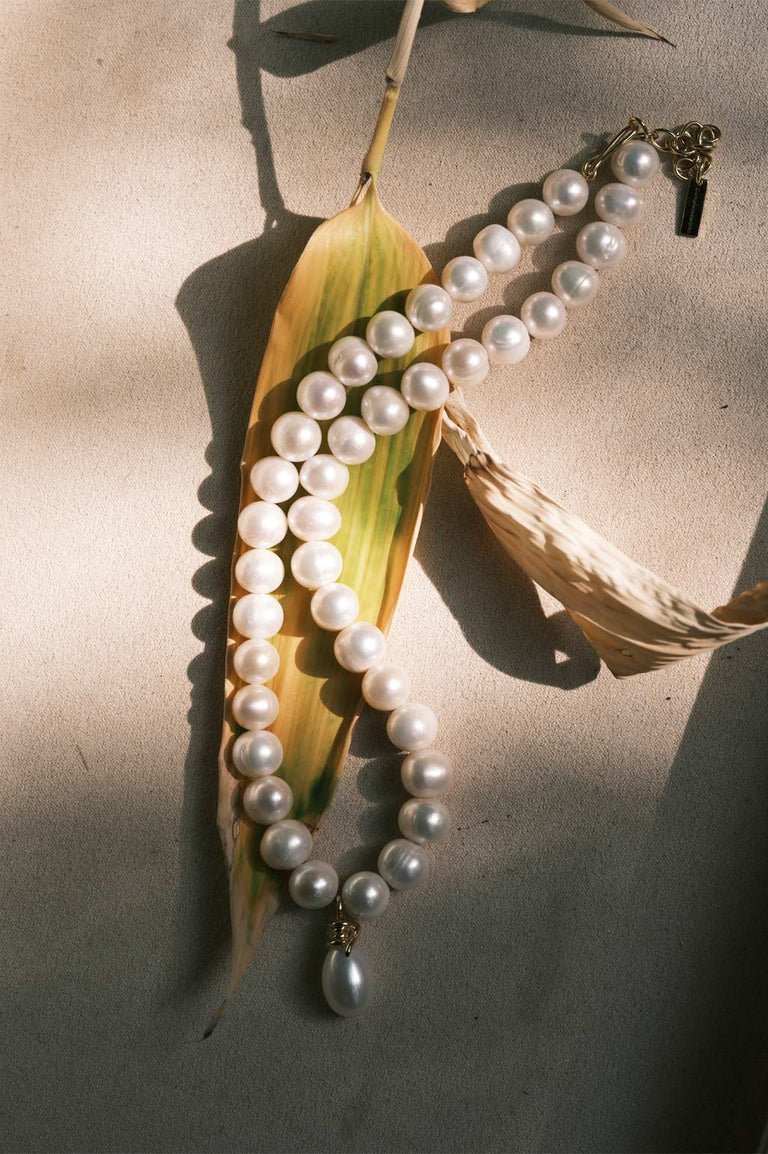 P238 - Collier perles et vermeil en or recyclé